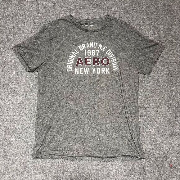 Aeropostale Men's Graphic Logo T-Shirt Gray Size Large Casual Short Sleeve - Picture 1 of 7